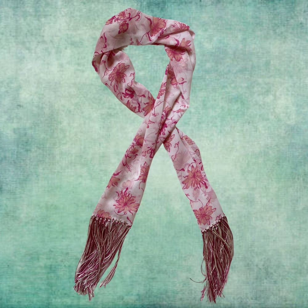 Juliana Collezione pink and white silk scarf